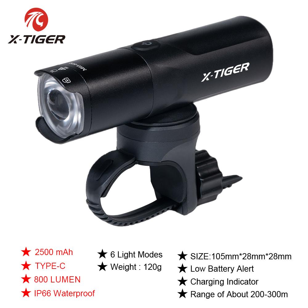 X-TIGER 400-800LM Bicycle Lights Waterproof Rechargeable Flashlight for Bicycle Aluminum Ultralight MTB Road Bike Front Light 7