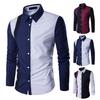 Men Shirt Color Block Splicing Streetwear Buttoned Korean Style Social Shirt for Office
