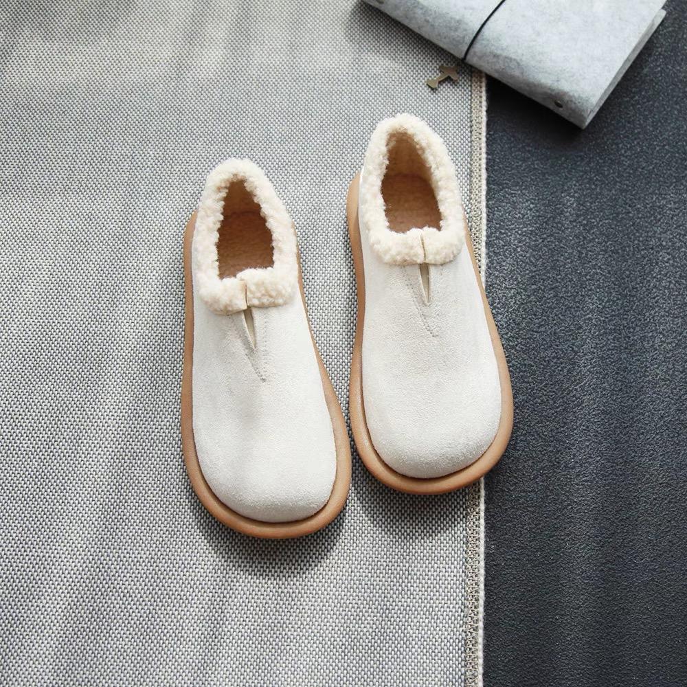 Платформа мех замша женские туфли на плоской подошве мокасины теплые плюшевые хлопковые туфли брендовая повседневная обувь женская зимняя удобная нескользящая обувь 2024 года