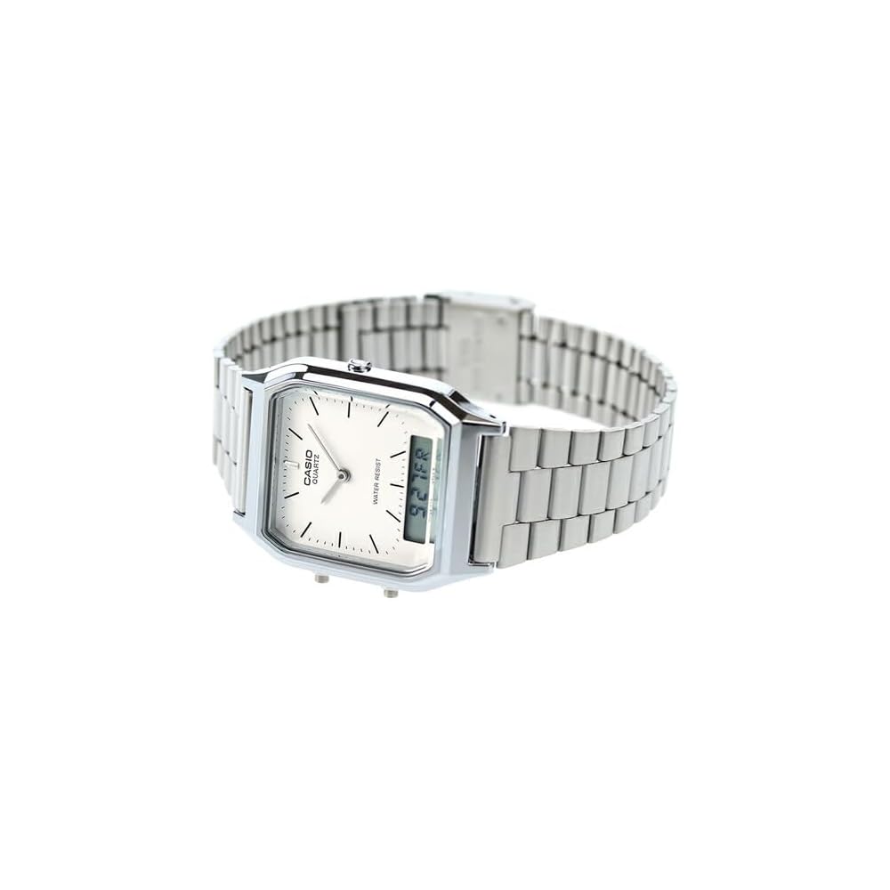 Мужские кварцевые часы Casio Chipkashi Standard AQ-230A-7D Серебристые из нержавеющей стали Водонепроницаемые