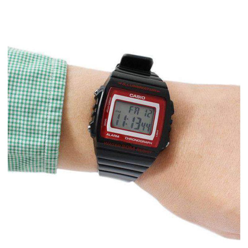 Casio Серия YOUTH - Силиконовый Маленький Квадратный ЖК-дисплей Водонепроницаемый Спортивный Студенческий Кварцевый Механизм Ремешок из Смолы Японский и Корейский W-215H-1A2