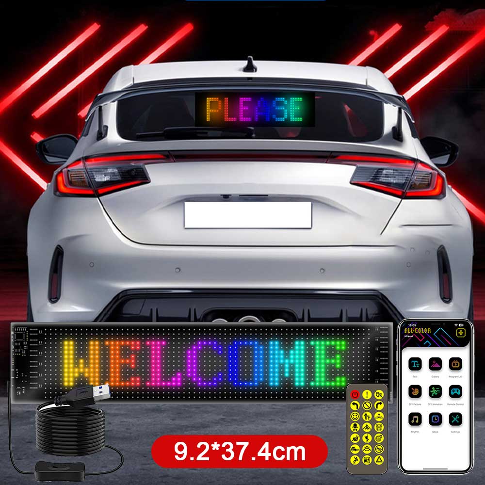 Светодиодный знак автомобиля прокручивающийся реклама USB 5V Bluetooth приложение управление логотипом свет пользовательский текстовый узор анимация программируемый дисплей