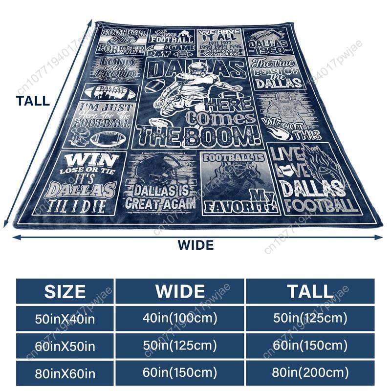 Dallas Flannel Blanket 60x50 Inch, Football Team Blanket, Gift for Boys and Girls Youth Fans, Football Patchwork Travel Blanket