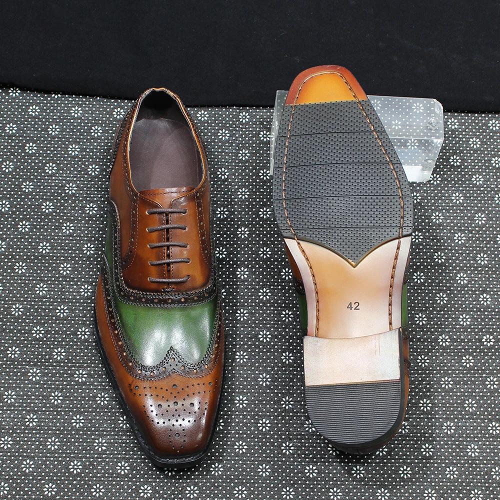 Модная мужская роскошная обувь Оксфорды из натуральной кожи Классические туфли-броги на шнуровке для свадебной вечеринки, бизнеса, офиса, официальной одежды
