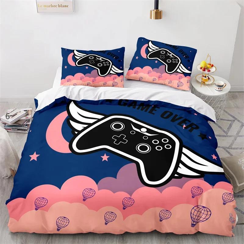 Игровой комплект постельного белья Twin Full Size Детская наволочка с геймпадом Для мальчиков и девочек Декор спальни Полиэстер Чехол на одеяло с геймпадом