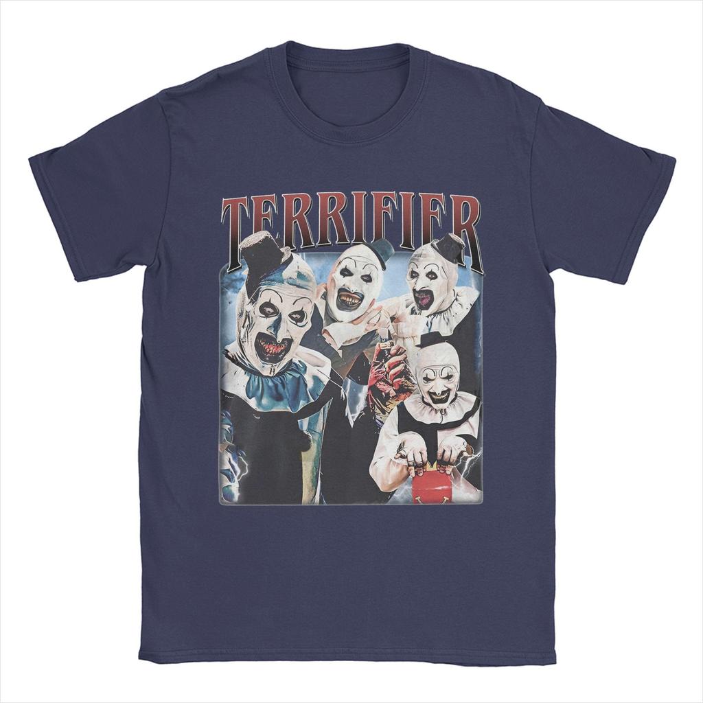 Футболки с фильмами ужасов «Terrifier», мужские, 100% хлопок, винтажная футболка с круглым вырезом, футболки с коротким рукавом, летняя одежда