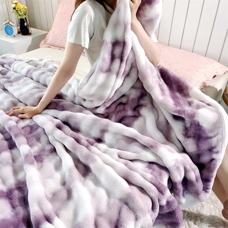 Colorful Gradient Bubble Velvet Rabbit Fur Blanket for Office or Sofa