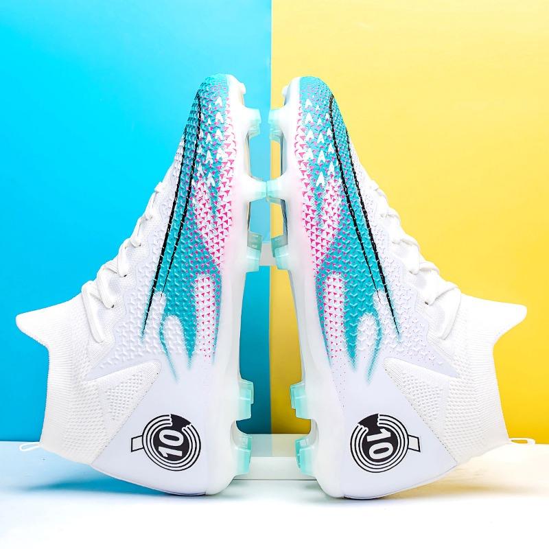 Унисекс модные уличные спортивные футбольные бутсы с высоким берцем кожаные футбольные бутсы для детей