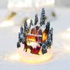 Christmas House Ornament Micro Landscape with LED Light Resin House Create Atmosphere Resort Decoration for Xmas