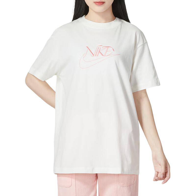 Nike Women'ss Letter Print Crewneck Retro T-Shirt Beige FB8204-133