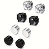 4 Pairs 6mm Stainless Steel Magnetic Stud Earrings for Men, Clip-on Style Earrings Without Piercing