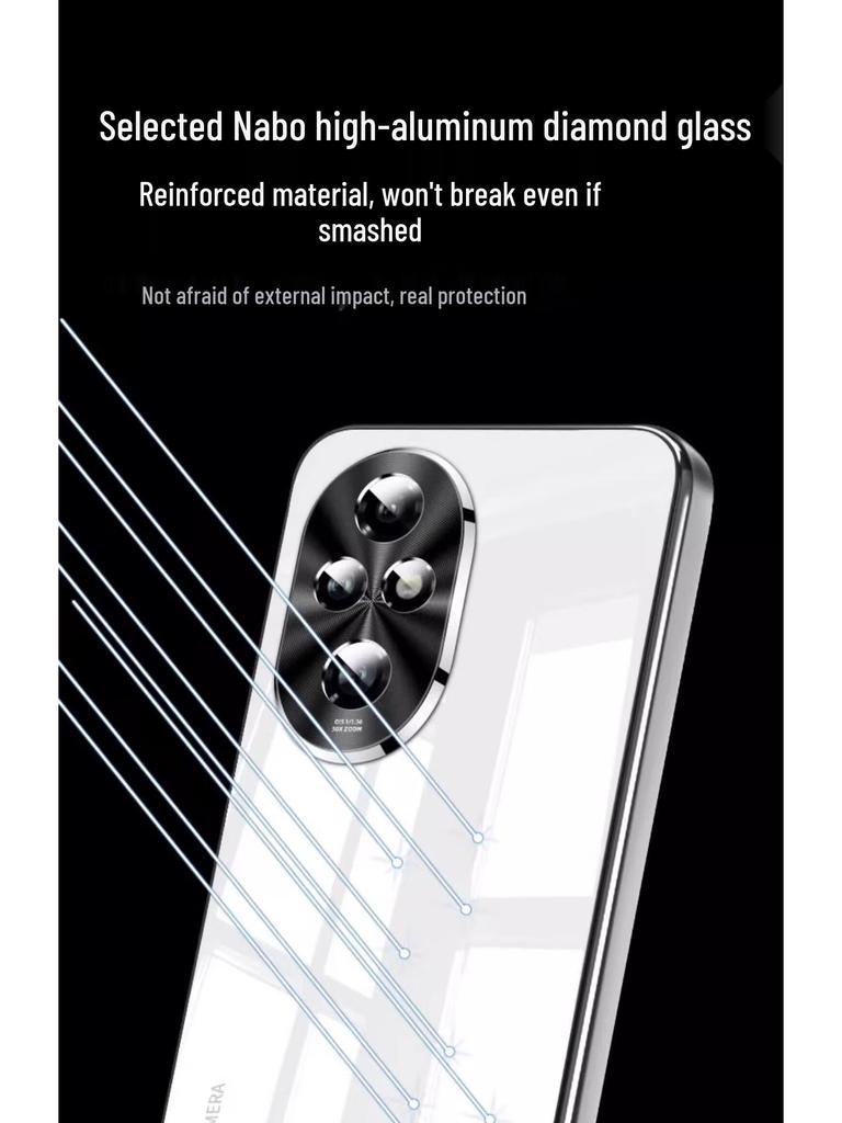 Стеклянный чехол для телефона Honor 200 Pro: Гальваническое покрытие, Защита от падений, Противоскользящее, Полное покрытие линз
