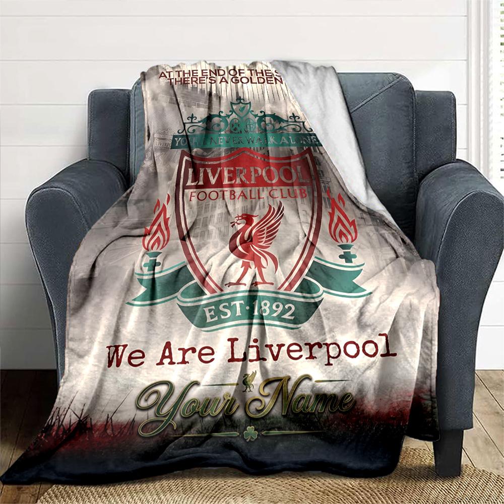 1pc Personalized Name Liverpool Blanket, Gift, for Men and Women, Soft Blanket, Good for Sofa Bed Couch Travel, Lightweight Flannel Blanket