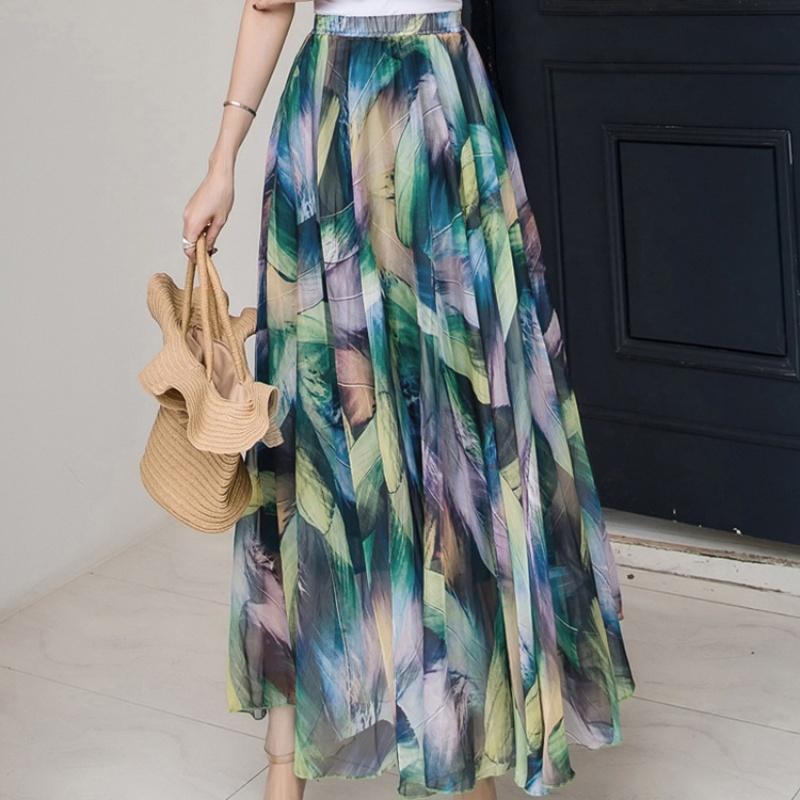 Tooxika Chiffon Skirt, Floral Holiday Style Beach Skirt