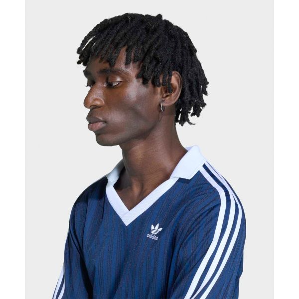 adidas Мужская ретро-футболка Adidas Adicolor с V-образным вырезом в полоску с длинным рукавом KS2294