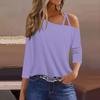 Женская футболка Футболка с принтом Рукав 3/4 Повседневные Выходные Мода Классический с открытыми плечами Обычный Топ