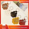 Cat Paw Print Leather Keychain: Cute Cartoon Pet Hair Storage Protective Case