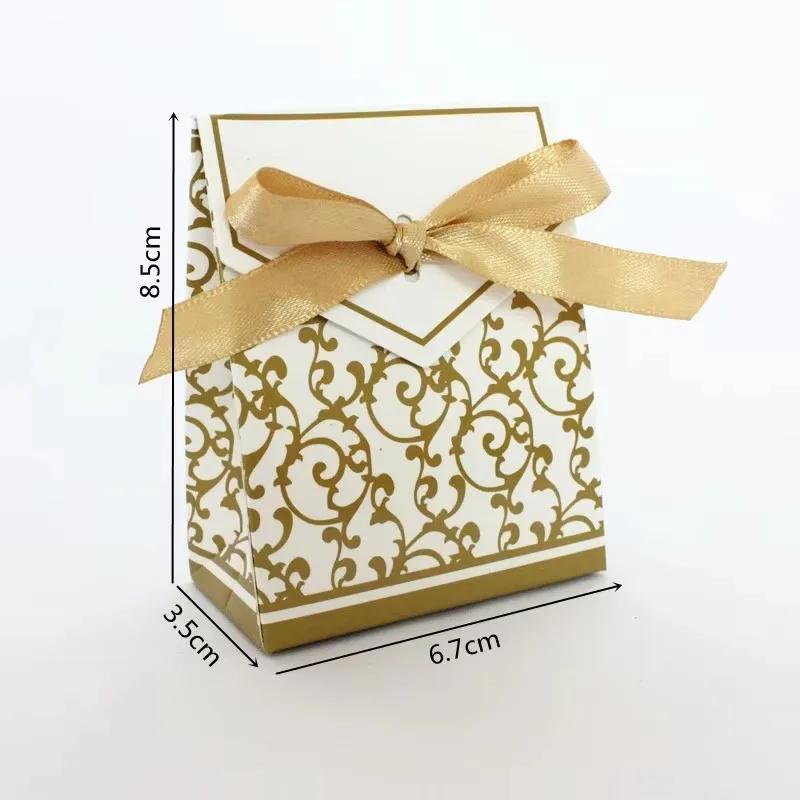 100 шт. Золотые Серебряные Бумажные Конфетные Коробки Подарочные Пакеты Свадебный Сувенир Упаковка Принадлежности для Детской Вечеринки по Случаю Дня Рождения Свадебные Конфеты Шоколадные Коробки
