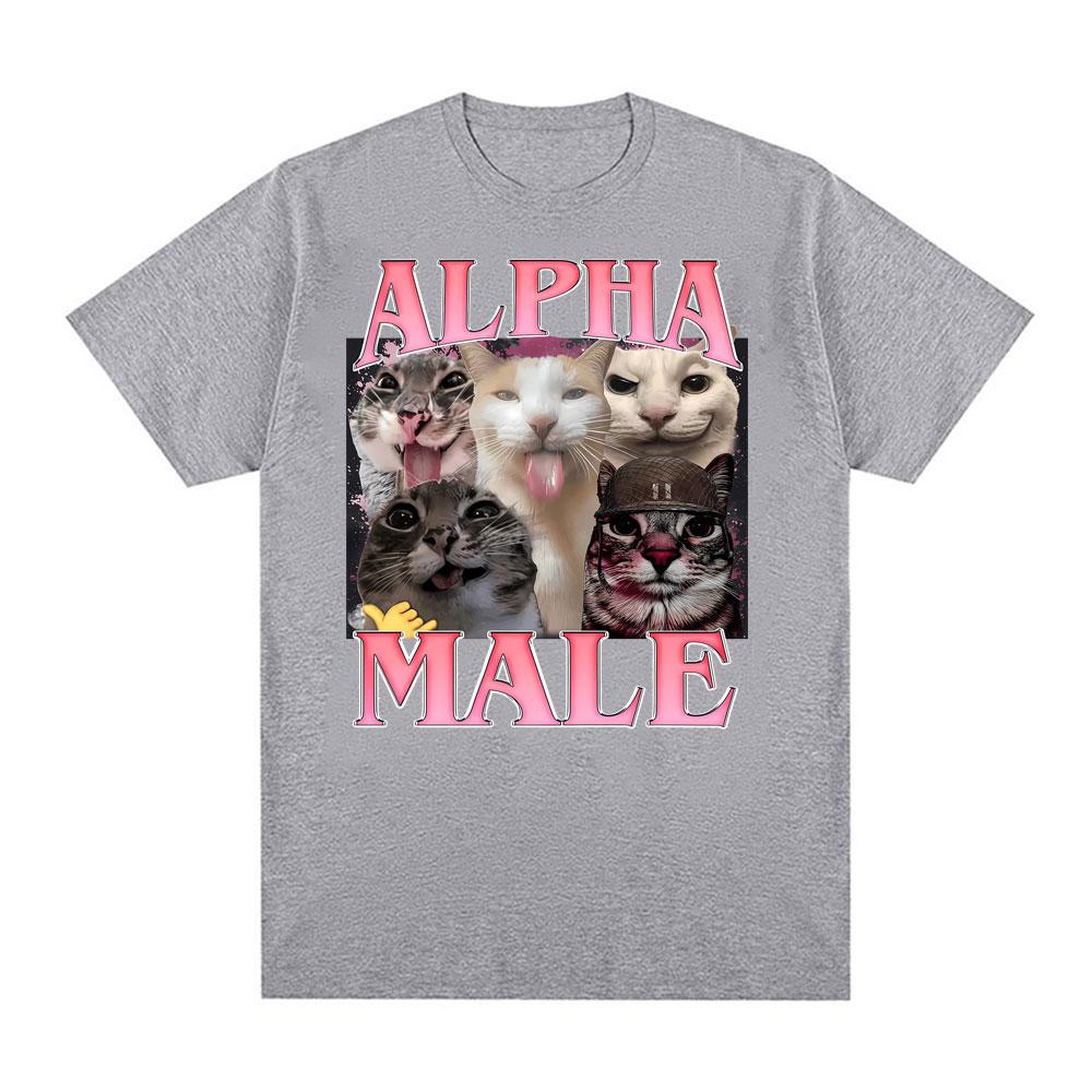 Alpha Male Funny Cat Meme TShirt Unisexs Clothing Harajuku Fashion Classic Summer Tee Shirt Casual Oversized High Quality T Shirt