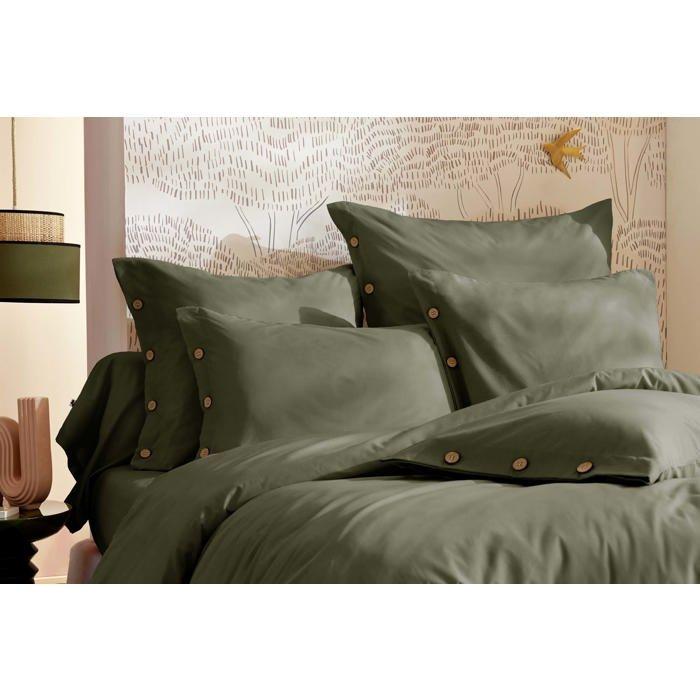 Housse de couette en percale 240 x 260 cm vert romarin Perrine
