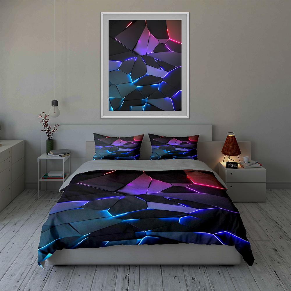 Geometric glowing shards. Bedding Duvet cover sets Duvet covers Pillowcases gifts (1 * Duvet Cover 2 * Pillowcases, without duvet insert)