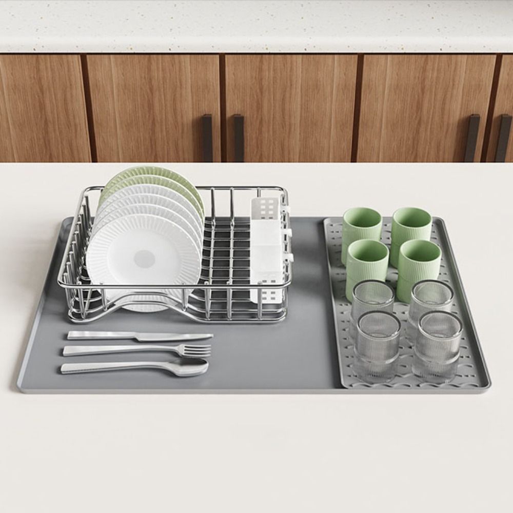 Kitchen Supplies 2 in 1 Coffee Machine Mat Silicone Waterproof Coffee Bar Mat Non-slip Insulated Drain Pad Home