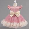 Girls' Baby Sleeveless Dress Short Princess Flower Pink Performance Flying Sleeve Toddler Children's Day Evening Dresses
