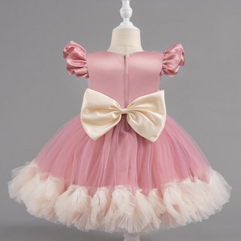 Girls' Baby Sleeveless Dress Short Princess Flower Pink Performance Flying Sleeve Toddler Children's Day Evening Dresses