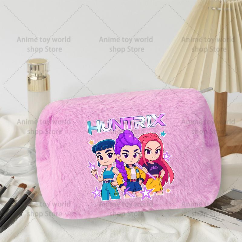 Kpop Demon Hunter Girls Women Plushes Cosmetic Bag New Makeup Bags Ladies Travel Organization Pouch Pink Pencil Case Gift