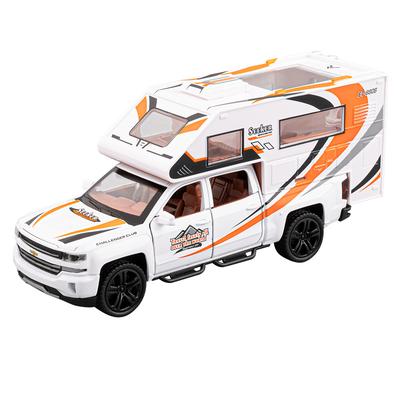1/32 Пикап Silverado RV Модель автомобиля для отдыха Литой Кемпер Фургон Автодом Туристические транспортные средства Модель автомобиля Звук Свет Детская игрушка Подарок