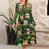 Women's Christmas Printed Fashionable Loose Round-neck Dress