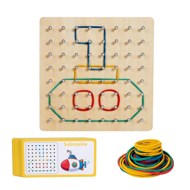 Wooden Geometric Shapes & Pegboard Educational Puzzle Toy for Early Childhood Development