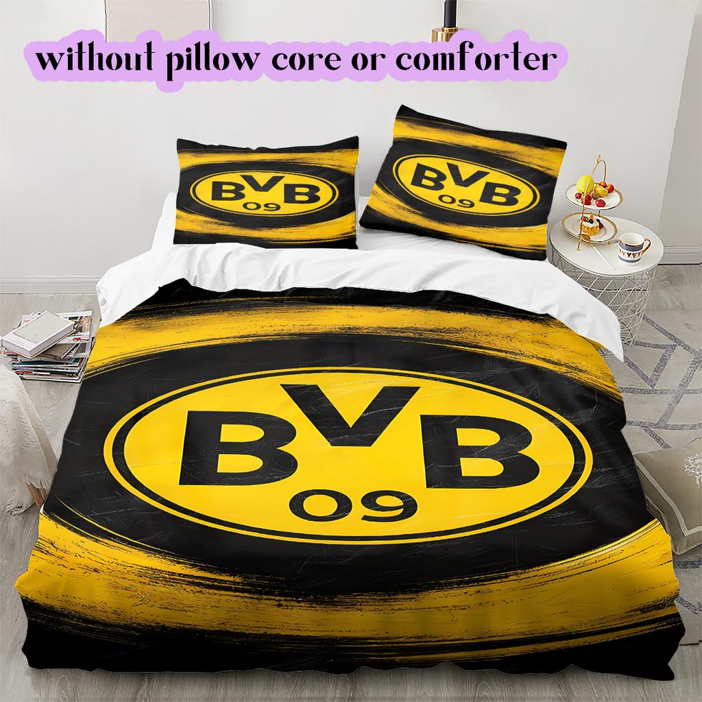 football Logo Pattern Bedding Quilt Set Quilt Cover Pillowcase Home Decoration Birthday Gift (1*duvet cover+ 2*pillowcase, without core)