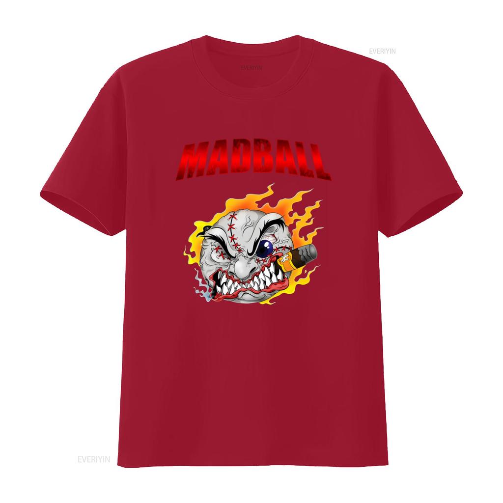 Футболка Madball Mad Ball с логотипом Уникальный дизайн с пламенным и жирным шрифтом Идеально подходит для любителей уличной моды винтажный Выстиранный