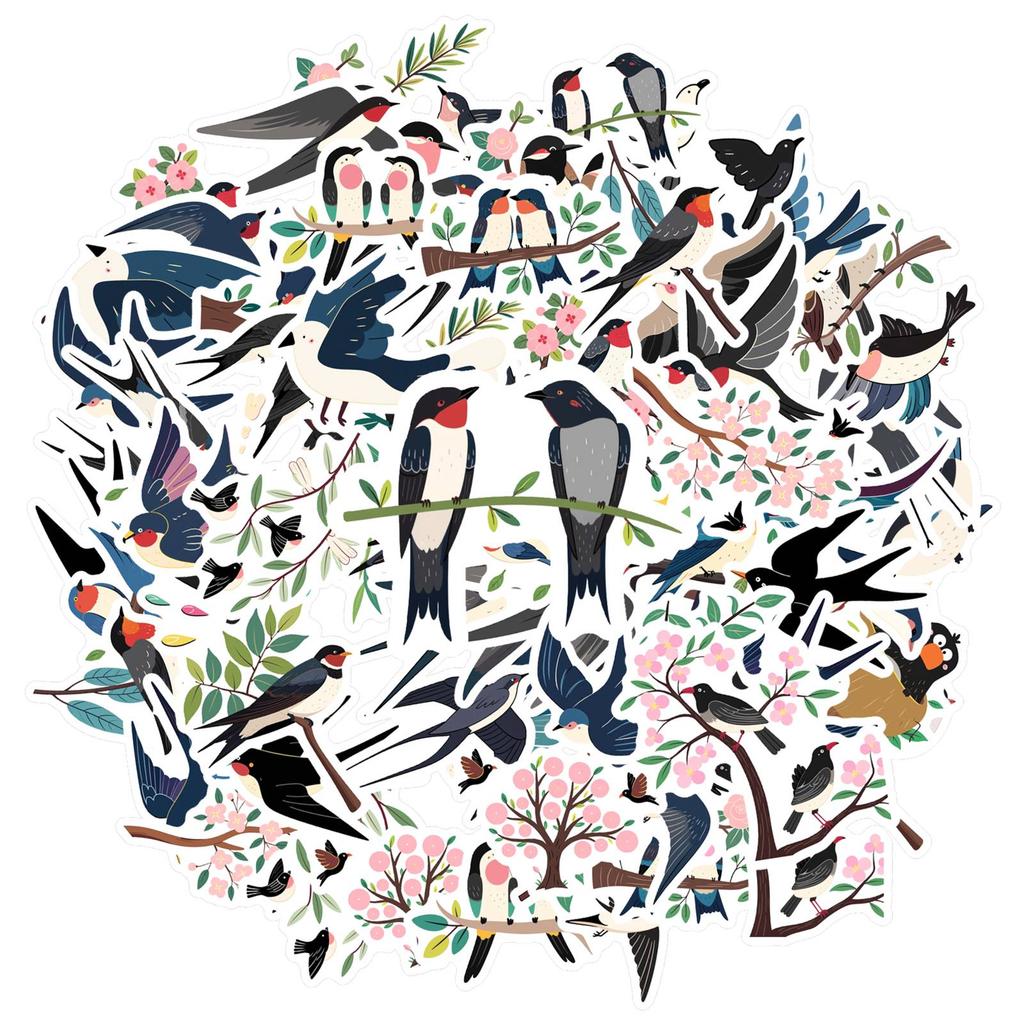 35pcs-50pcs Natural Birds Stickers Cartoon Nature Nature Decals Animal Stickers For Guitar Laptop Helmet Skateboard Guitar DIY