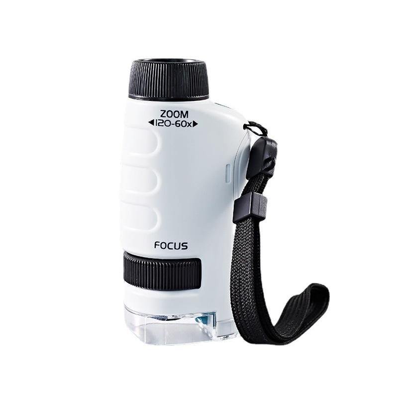 Детский научный микроскоп, игрушечный комплект, 60-120x, образовательный мини-карманный ручной микроскоп со светодиодной подсветкой, уличная детская игрушка на ножке