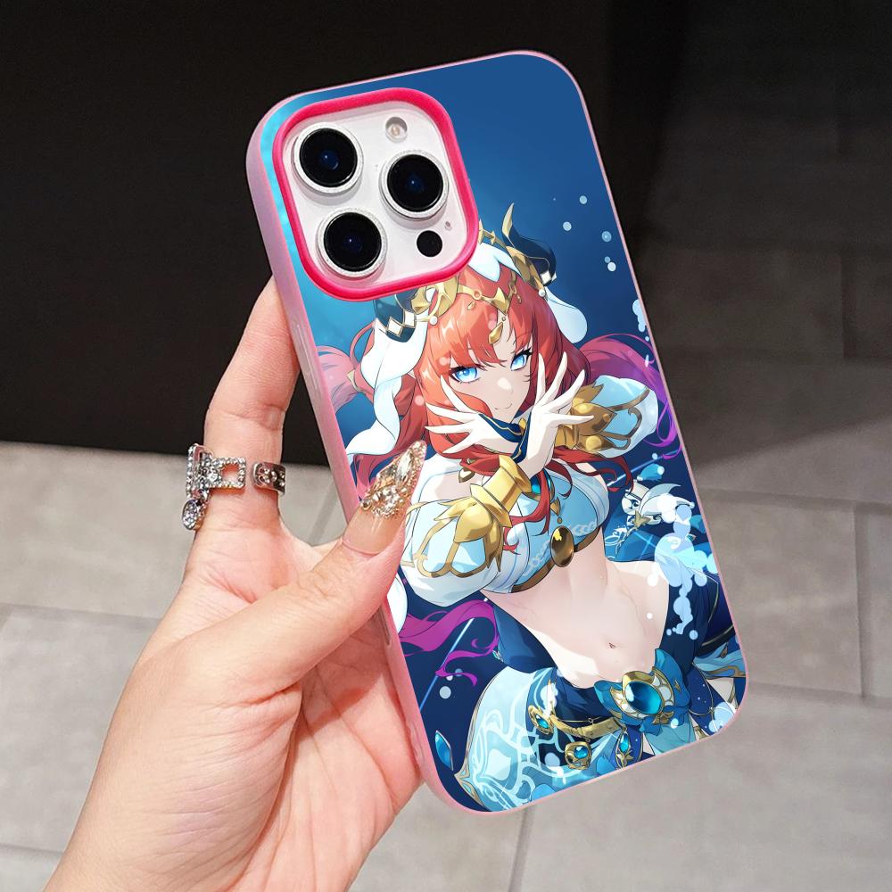 Game GI Nilou Jelly Double layer Rose Red Mobile Phone Case for iPhone 17 16 15 14 13 12 11 Air Pro Max Plus Protective