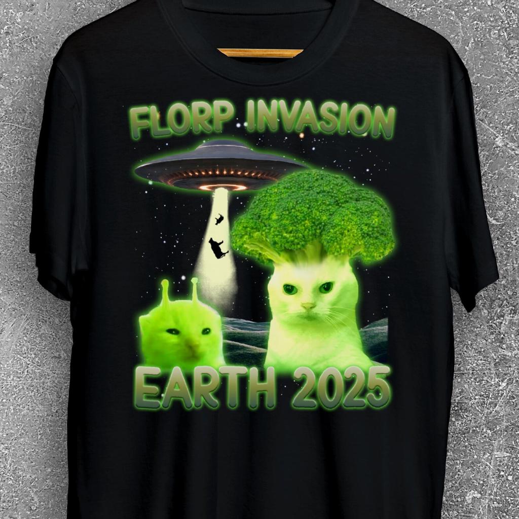 Florp Invasion Funny Alien Brainrot Cat Dank Meme Tee Shirt Gift for Woman and Man, Oddly Specific T shirt, Goofy Ahh T shirt, Silly Cats Tee