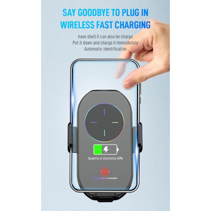 2024 Magic Clip A7S Car Mobile Phone Wireless Charging Bracket Car Air Outlet Magnetic Suction Charger Navigation Rack Car Supplies