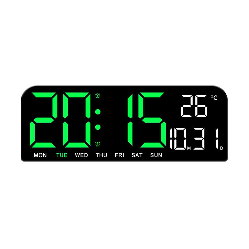 Большие цифровые настенные часы с дисплеем температуры и даты, ночным режимом, настольным будильником, 12/24-часовым электронным светодиодным таймером
