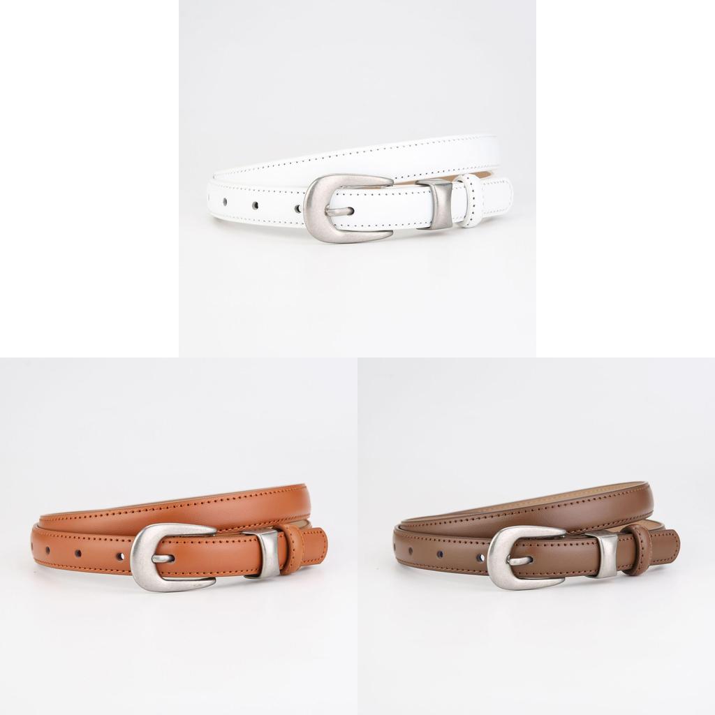 Minimalist Leather Waist Belt For Women With Metal Buckle For Fashion Casual Wear