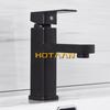 Hotaan Matte Black Basin Faucet Water Tap Bathroom Faucet Solid White Brass Cold & Hot Water Single Handle Water Sink Tap Mixer