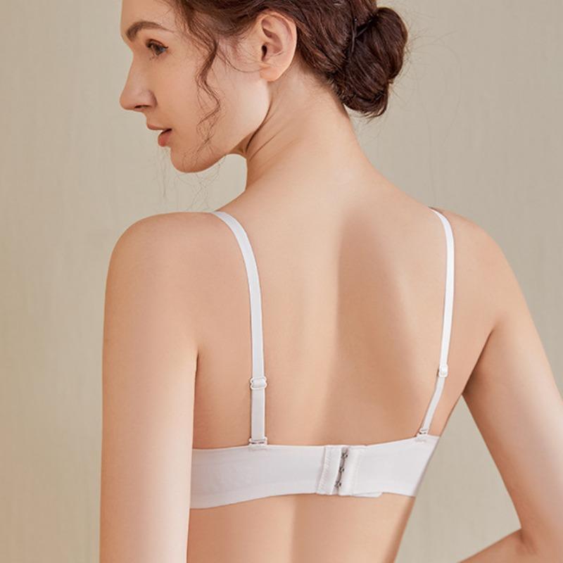 Сексуальные полые тонкие чашки без маркировки, собранные для сбора порока груди, анти-провисание, модный плиссированный удобный бесшовный бюстгальтер для девочек