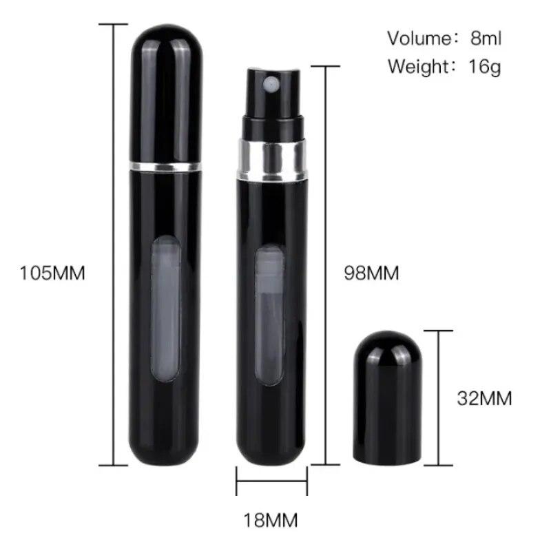 8ML Portable Travel Mini Small Container Aluminum Purse Tester Decant Perfume Roller Bottle Dispensing Tool Refillable Spray 1PC