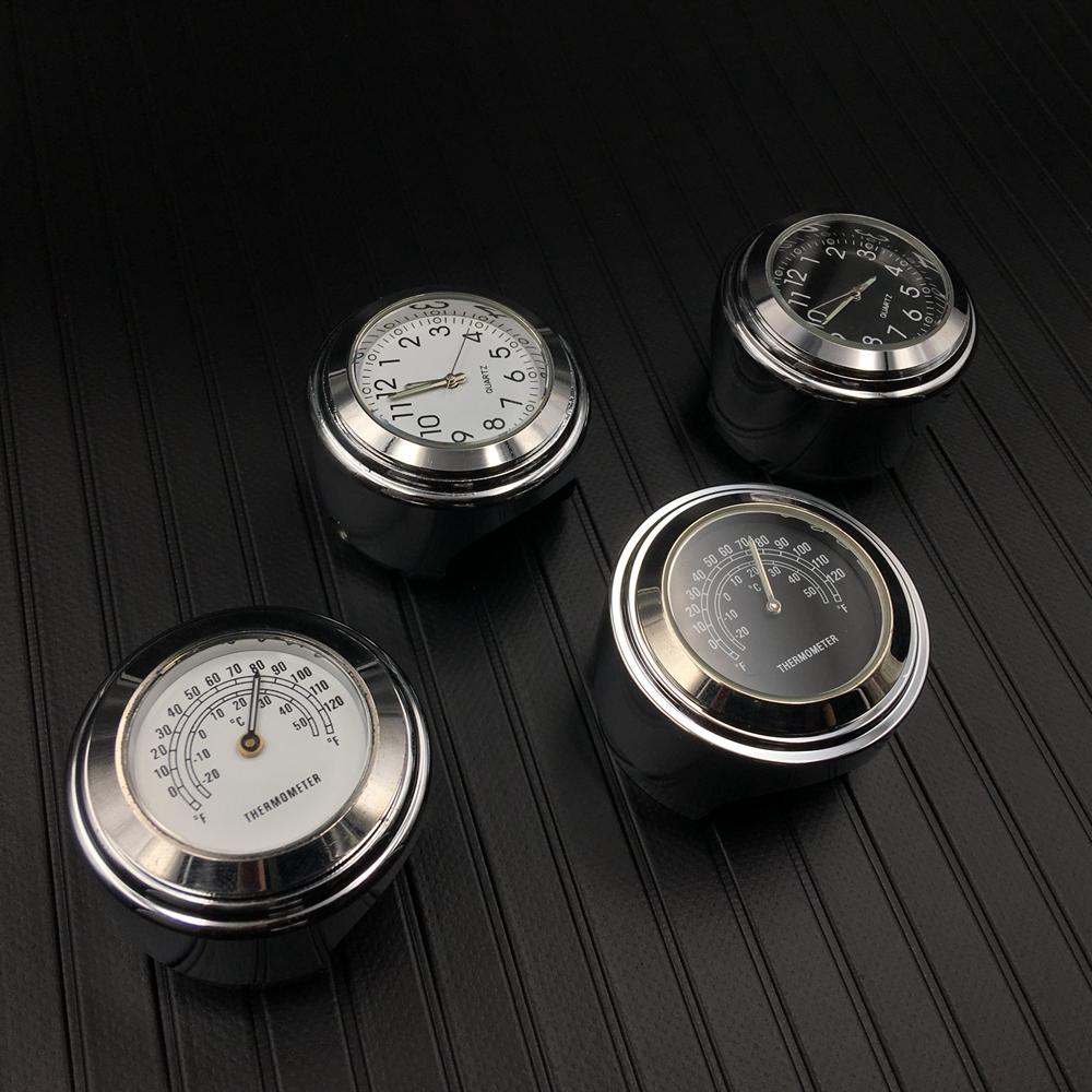 7/8" или 1" Мотоциклетные часы и термометр на руль Подходят для Harley Honda Yamaha Suzuki Kawasaki UTV ATV