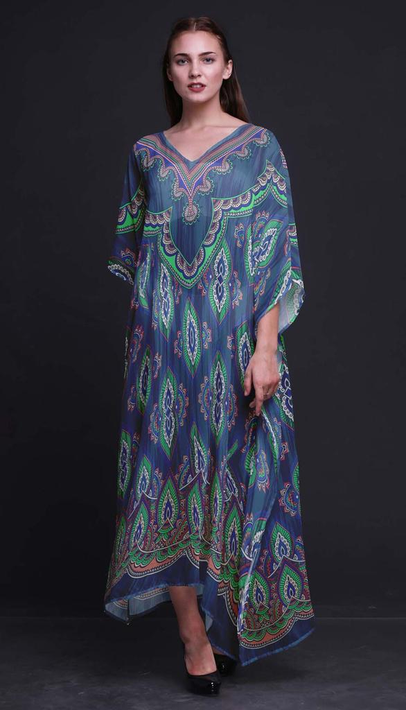 Phagun Цветочный этнический женский кафтан праздничная домашняя одежда макси платье пляж