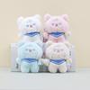 Cute Plush Cartoon Bear Doll Keychain Soft And Cuddly In Light Gray Blue White Pink
