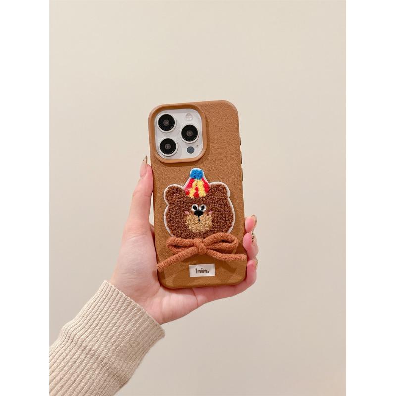 Чехол для мобильного телефона iPhone 16/15 с вышитым бантом и узором West Highland Lychee, подходящий для Apple 14/13pmax Cartoon