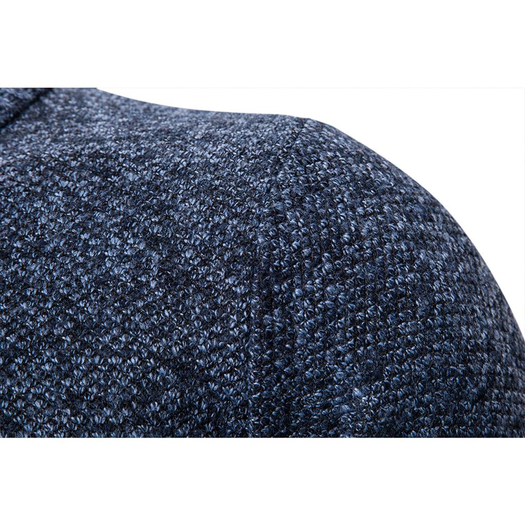 Men's Solid Colour Long Sleeve Casual Stand Up Collar Knitted Cardigan Coat