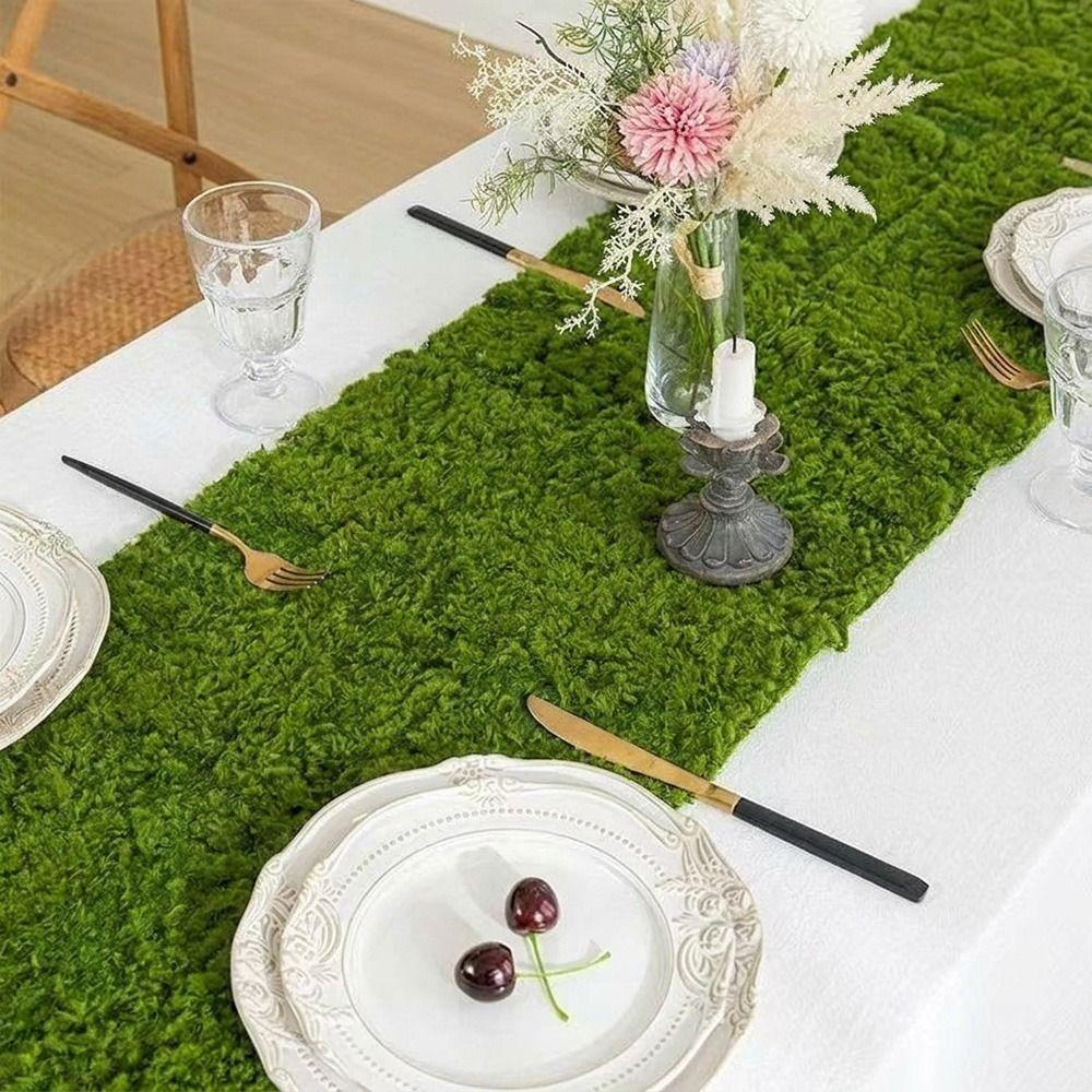 Green Turf Table Runner Width 30cm Simulation Moss Tablecloth  Spring Summer Event